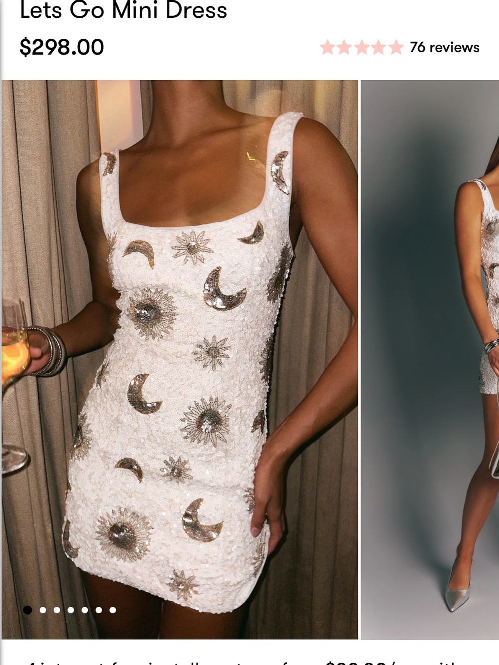 Show Me Your MuMu Let’s Go Mini - White Celestial Sequin Mini Dress - Picture 3 of 6
